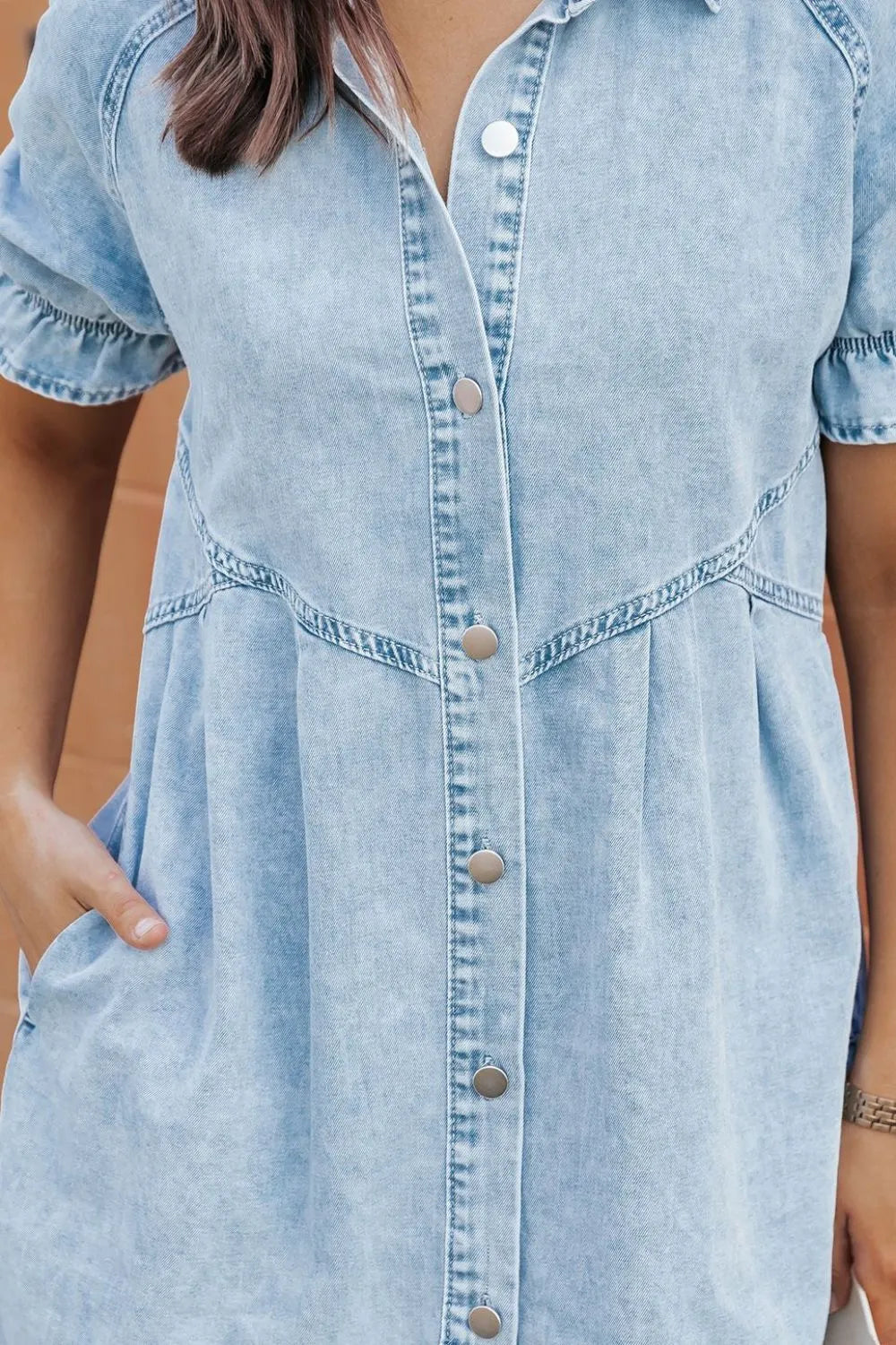 Ruffle Sleeve Denim Dress | Women's Denim Dress | KoKo Kristin