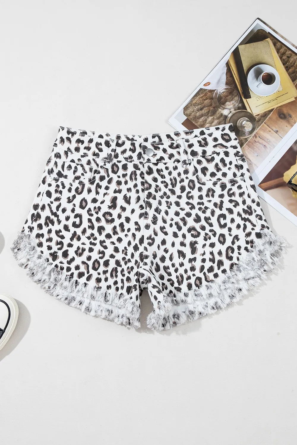 Frayed Hem Denim Shorts | Leopard Denim Shorts | KoKo Kristin