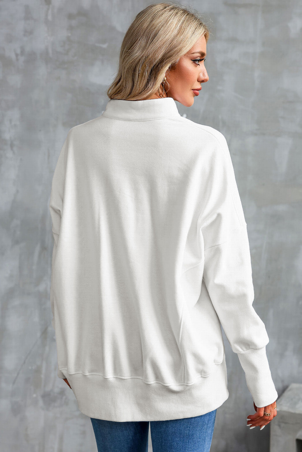 Dropped Shoulder Sweatshirt | Half Zip Sweatshirt | KoKo Kristin