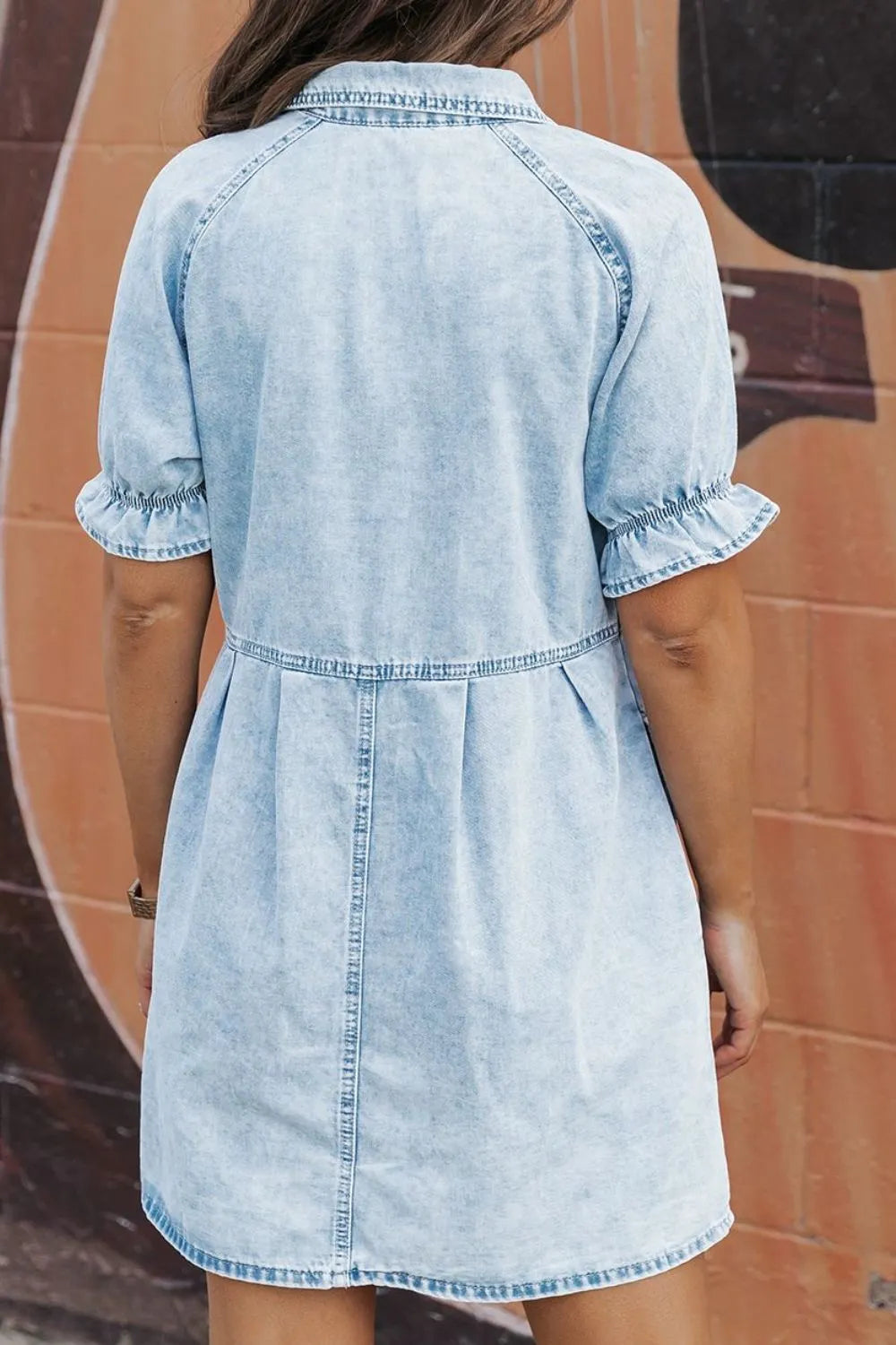 Ruffle Sleeve Denim Dress | Women's Denim Dress | KoKo Kristin