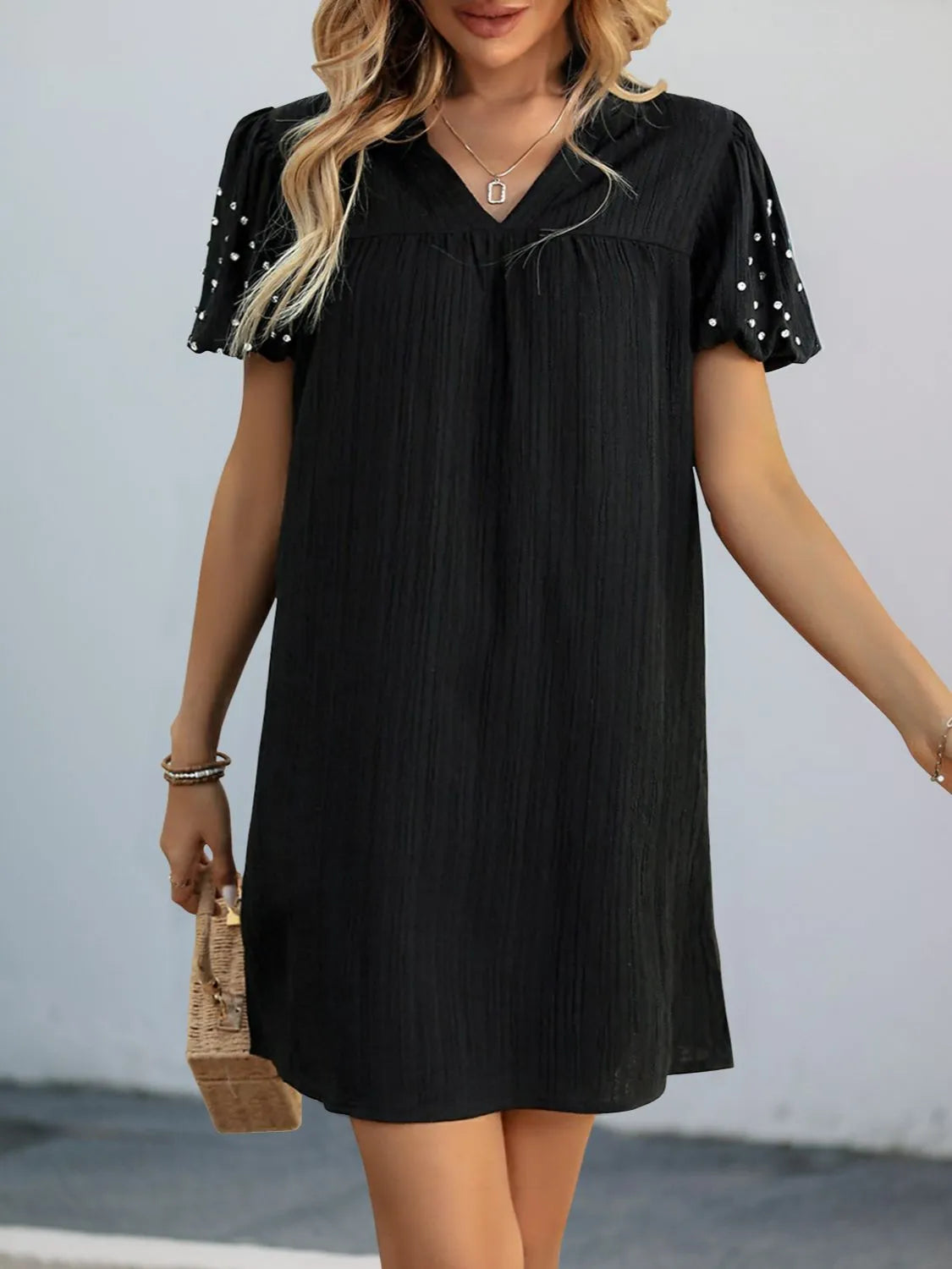 Short Sleeve Mini Dress | V Neck Mini Dress | KoKo Kristin