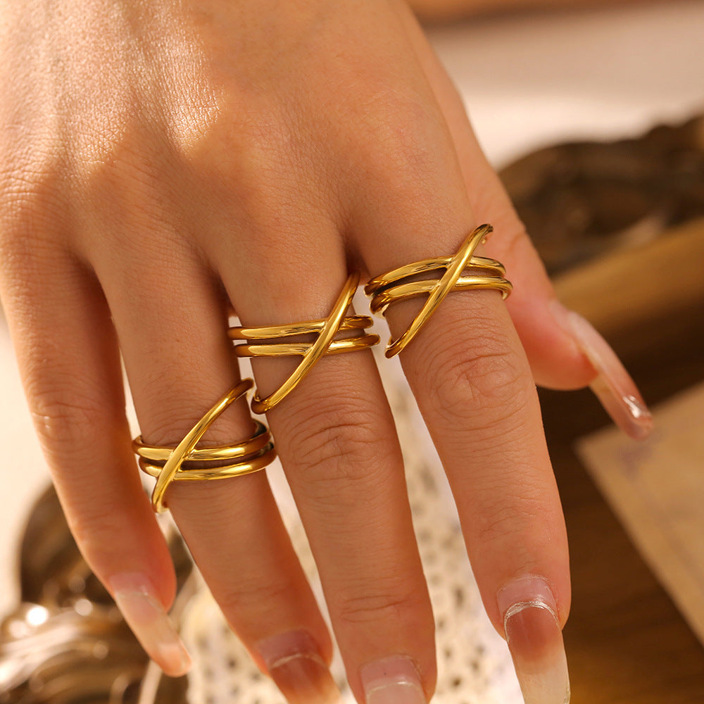 18K Gold-Plated Ring | Crisscross Ring | KoKo Kristin