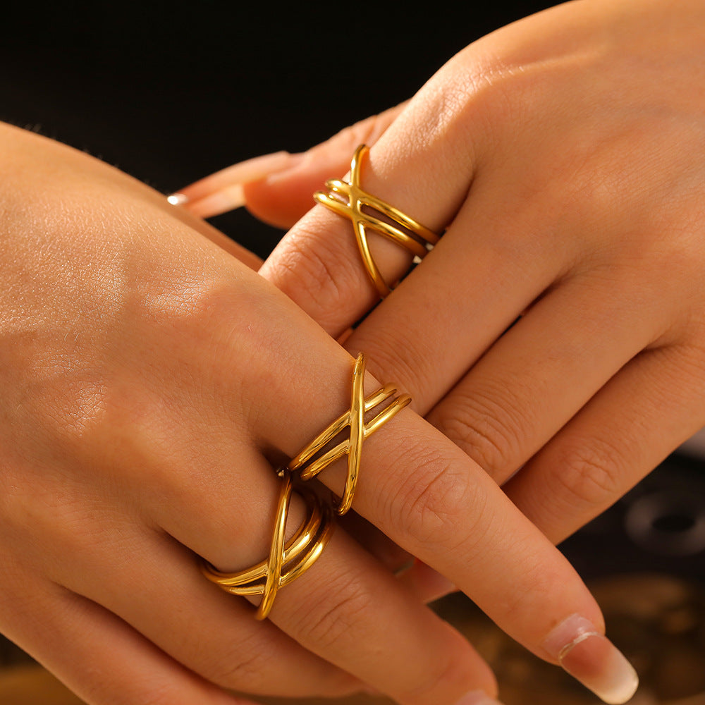 18K Gold-Plated Ring | Crisscross Ring | KoKo Kristin