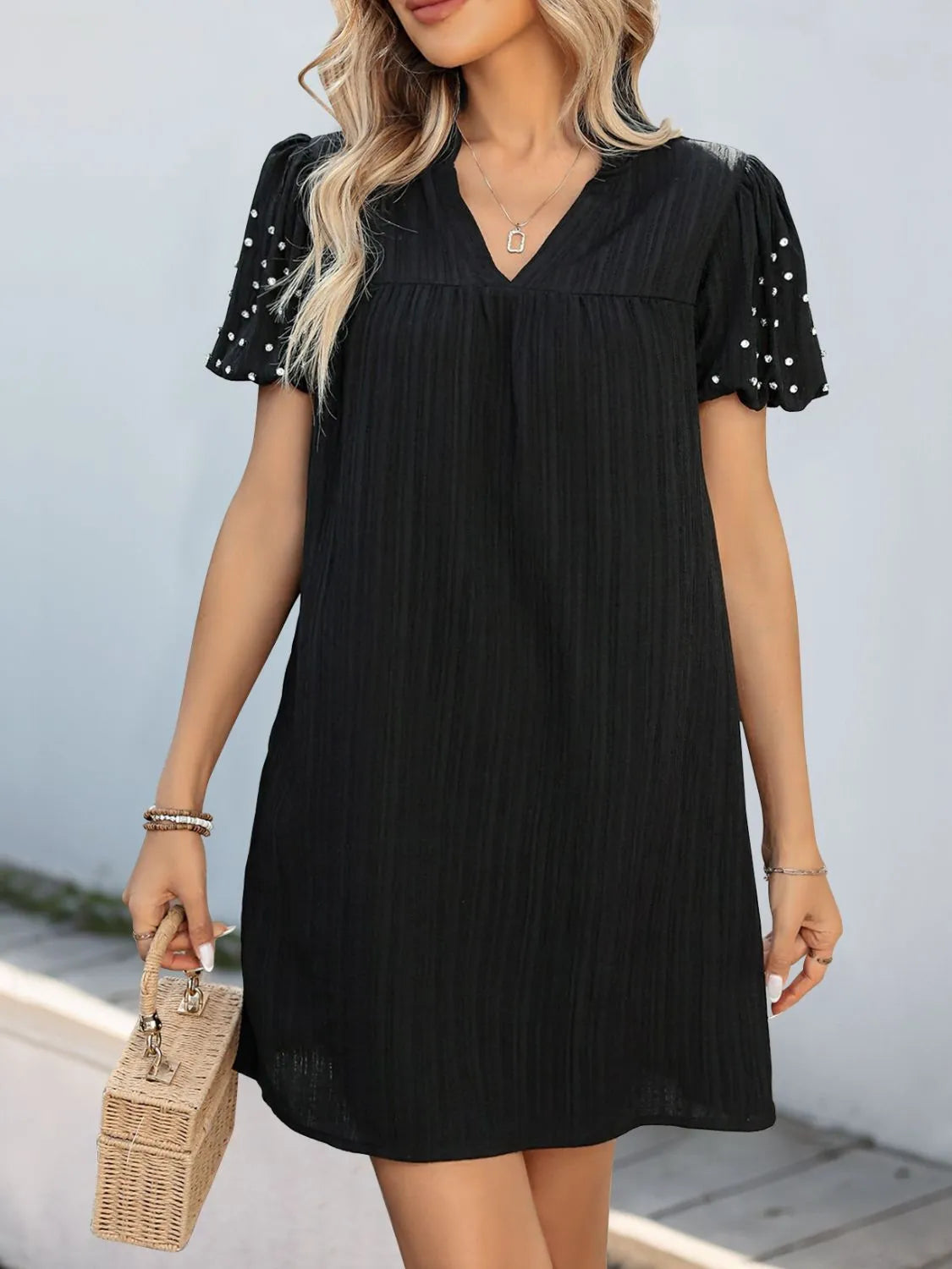 Short Sleeve Mini Dress | V Neck Mini Dress | KoKo Kristin