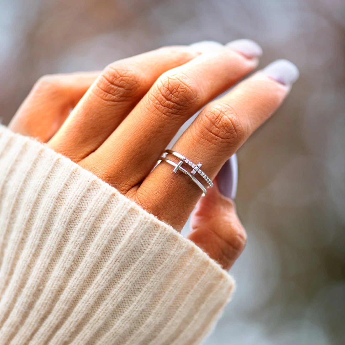925 Sterling Silver Ring | Double Cross Ring | KoKo Kristin