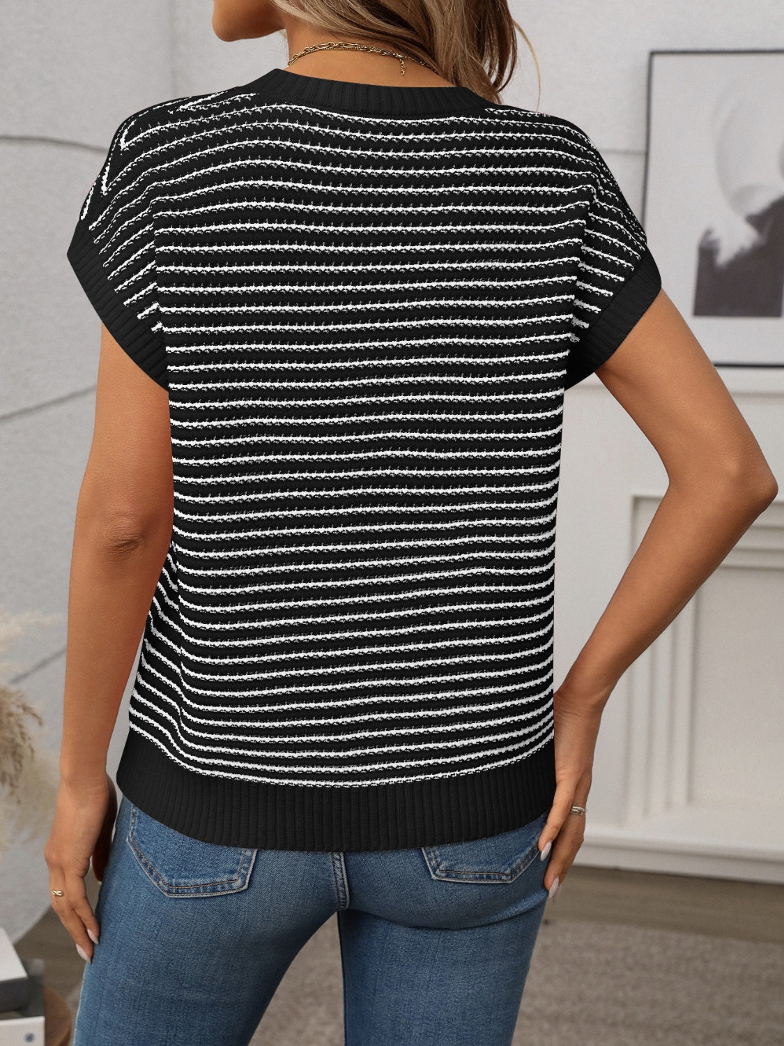 Short Sleeve Knit Top | Cable Knit Top | KoKo Kristin