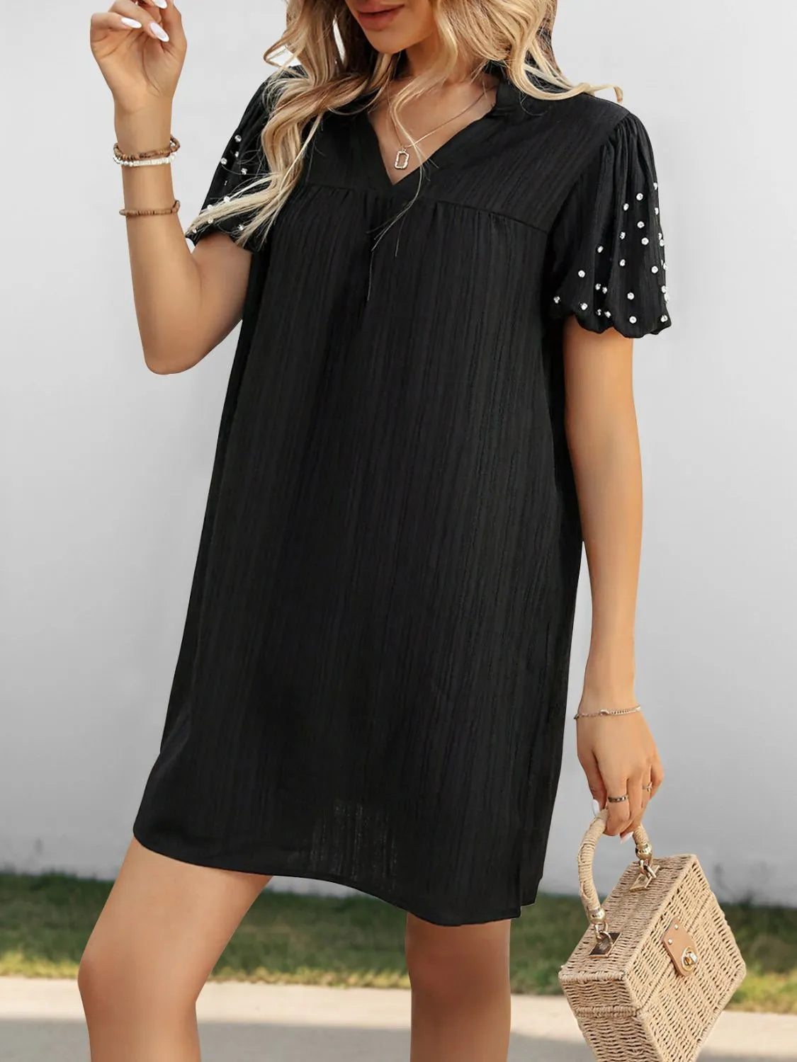 Short Sleeve Mini Dress | V Neck Mini Dress | KoKo Kristin