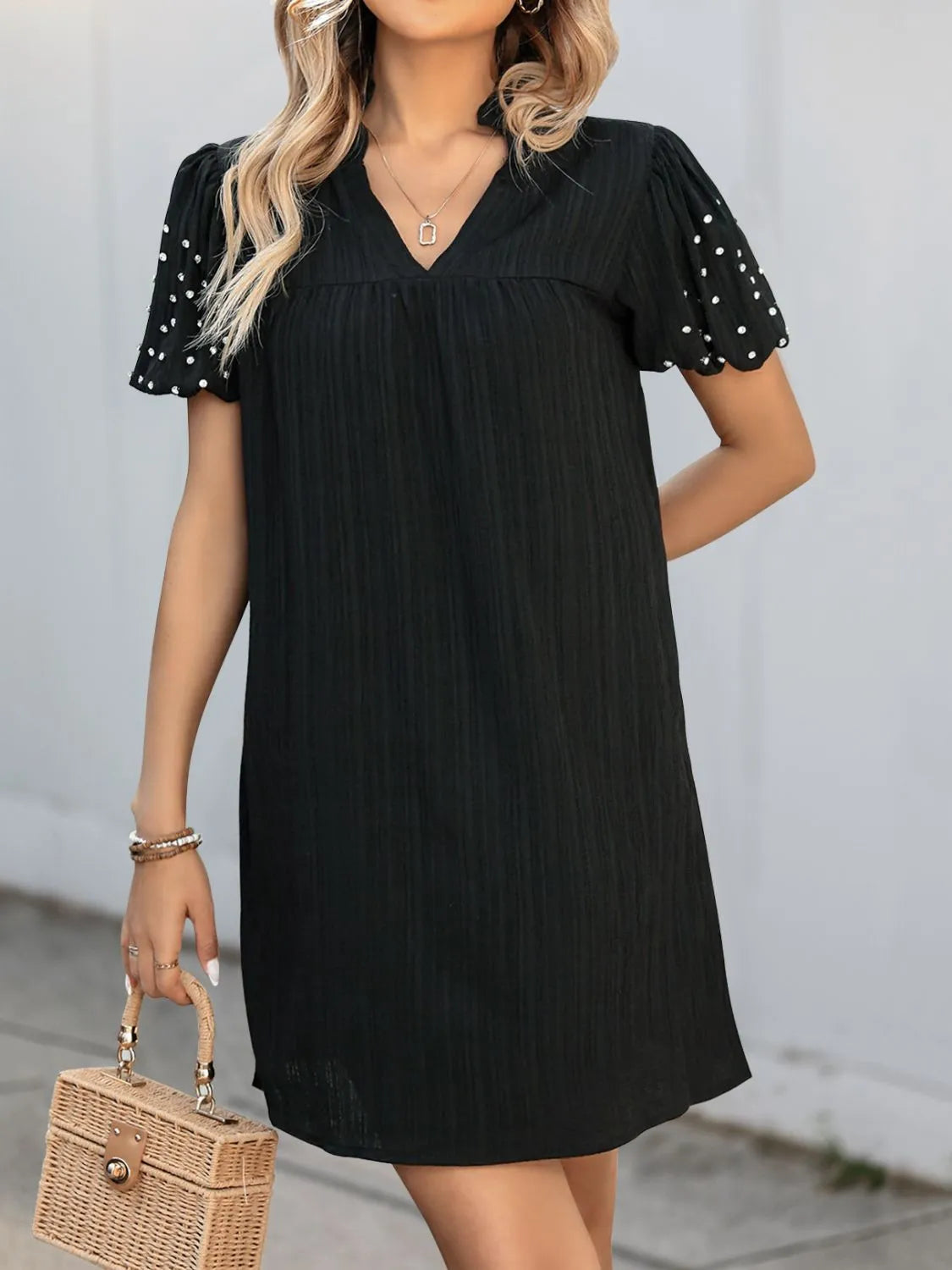 Short Sleeve Mini Dress | V Neck Mini Dress | KoKo Kristin