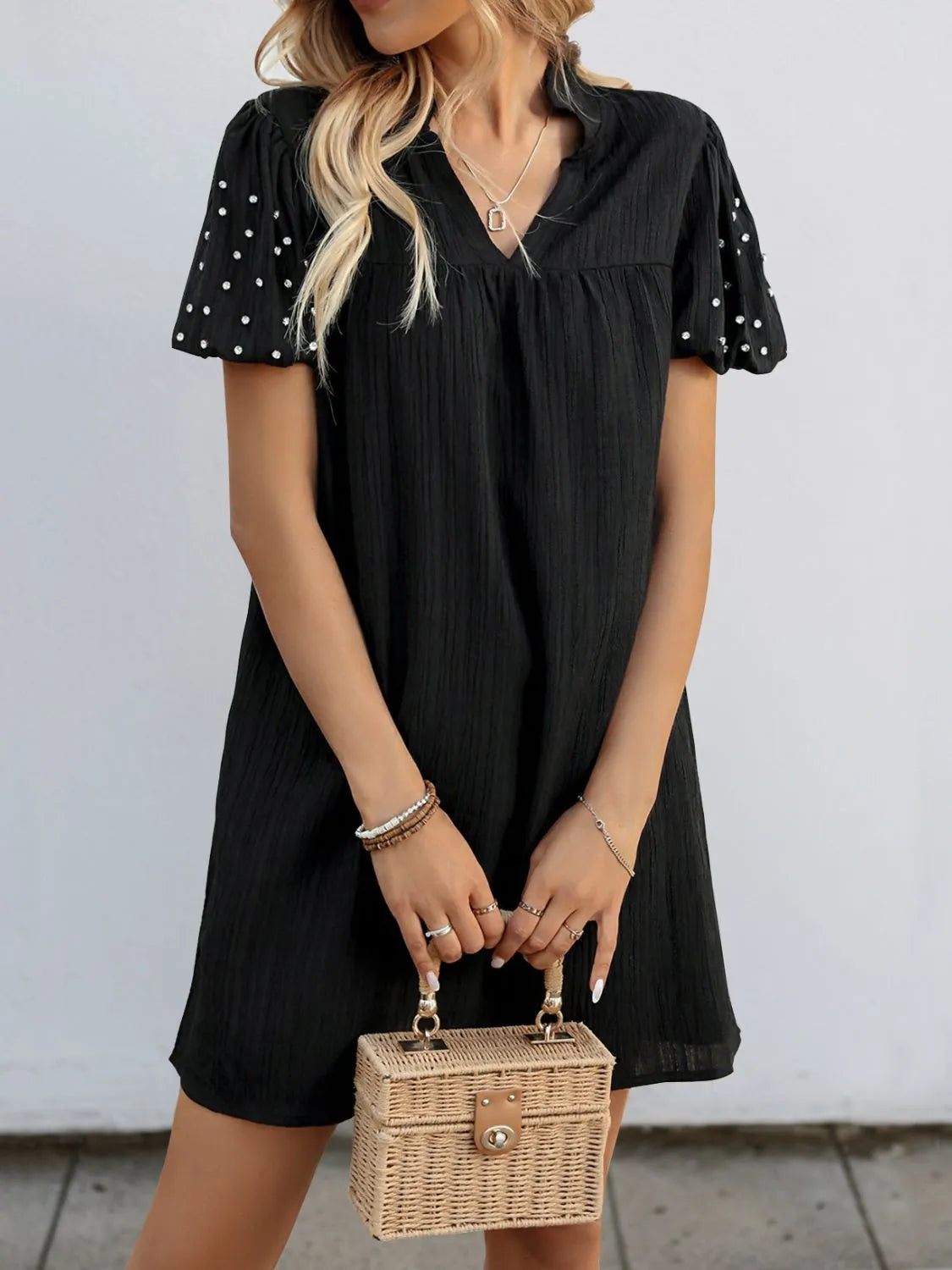 Short Sleeve Mini Dress | V Neck Mini Dress | KoKo Kristin
