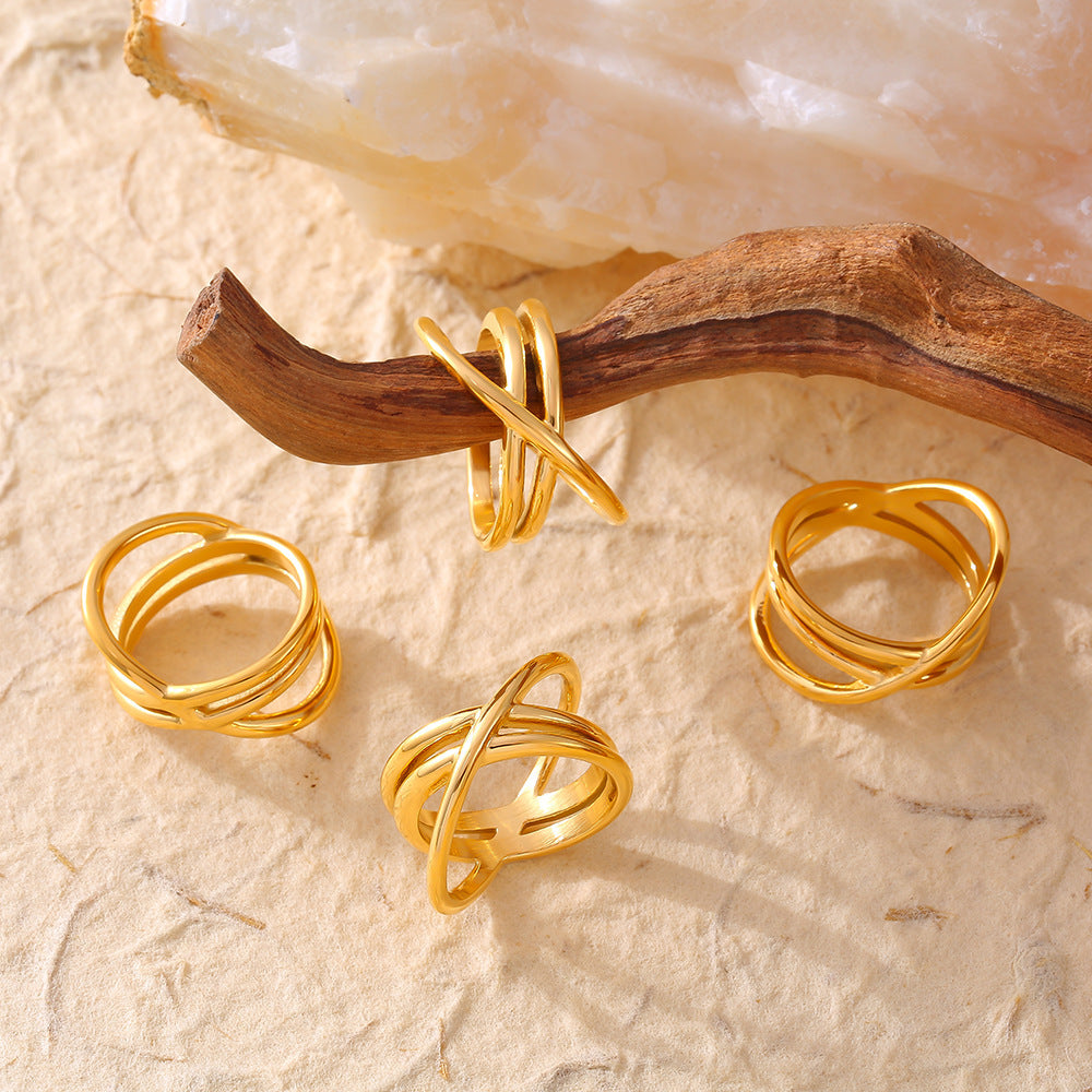 18K Gold-Plated Ring | Crisscross Ring | KoKo Kristin