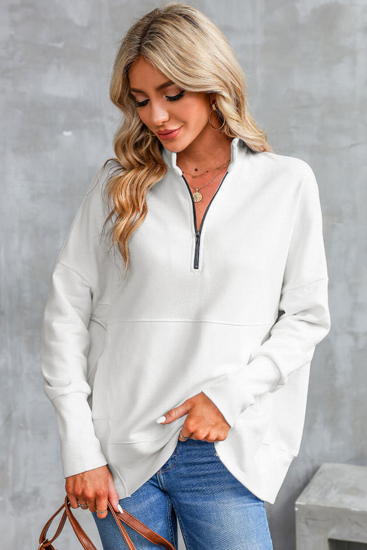 Dropped Shoulder Sweatshirt | Half Zip Sweatshirt | KoKo Kristin