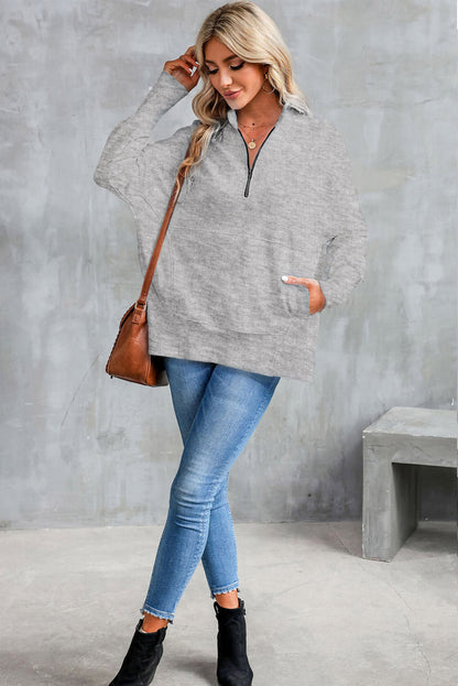Dropped Shoulder Sweatshirt | Half Zip Sweatshirt | KoKo Kristin