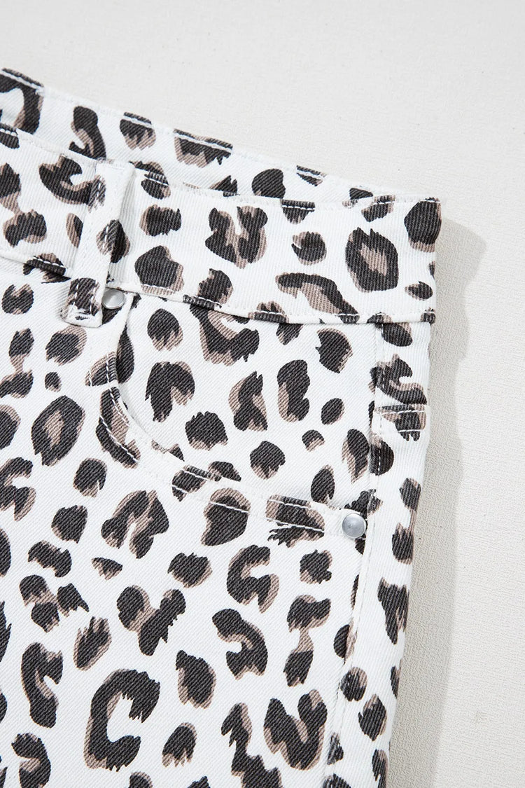 Frayed Hem Denim Shorts | Leopard Denim Shorts | KoKo Kristin