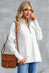 Dropped Shoulder Sweatshirt | Half Zip Sweatshirt | KoKo Kristin
