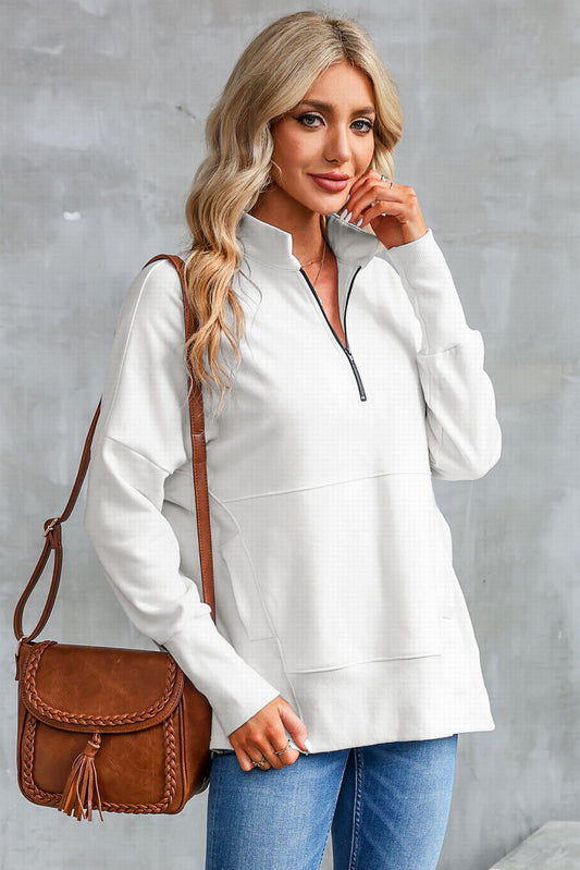 Dropped Shoulder Sweatshirt | Half Zip Sweatshirt | KoKo Kristin