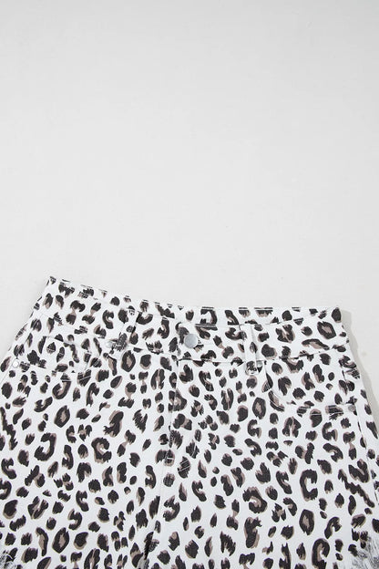 Frayed Hem Denim Shorts | Leopard Denim Shorts | KoKo Kristin