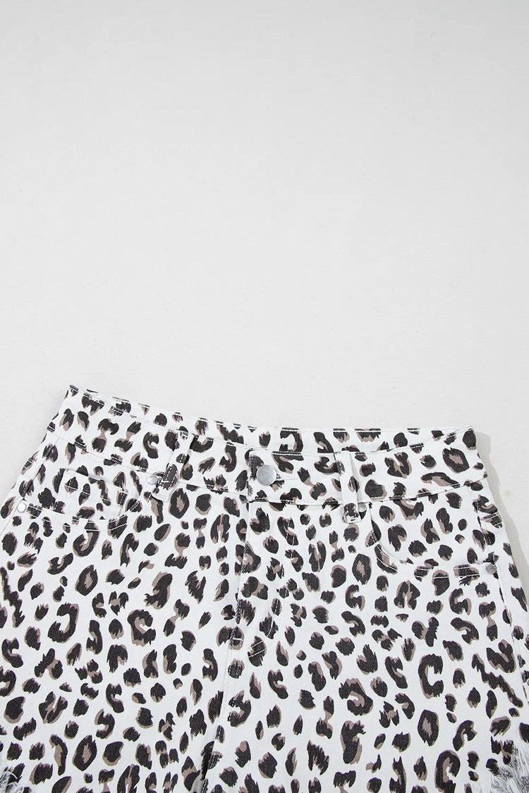 Frayed Hem Denim Shorts | Leopard Denim Shorts | KoKo Kristin