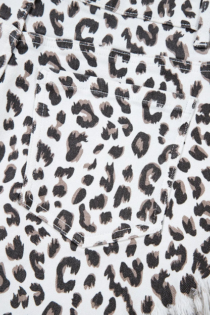 Frayed Hem Denim Shorts | Leopard Denim Shorts | KoKo Kristin