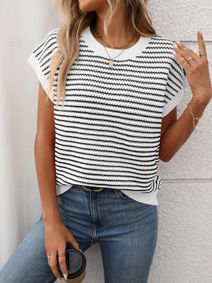 Short Sleeve Knit Top | Cable Knit Top | KoKo Kristin