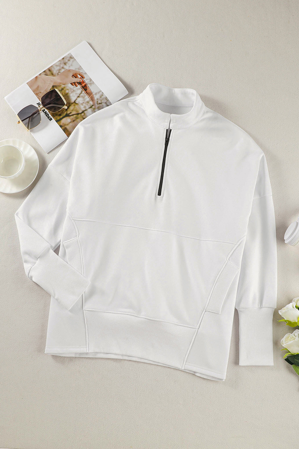 Dropped Shoulder Sweatshirt | Half Zip Sweatshirt | KoKo Kristin