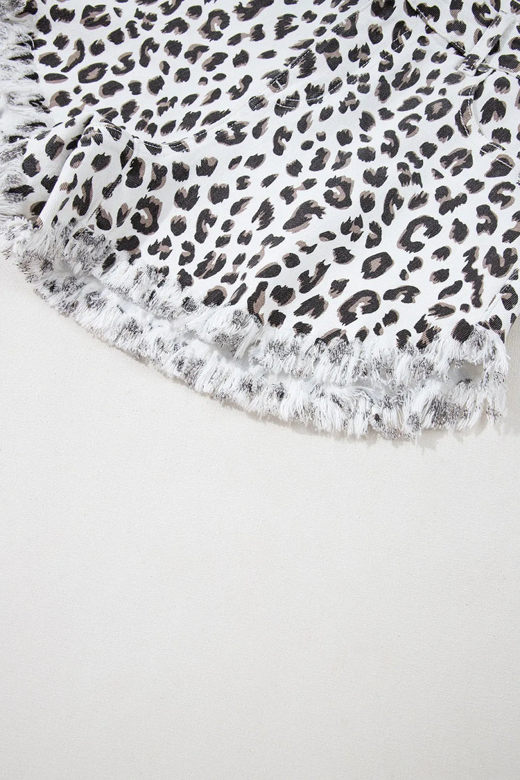 Frayed Hem Denim Shorts | Leopard Denim Shorts | KoKo Kristin