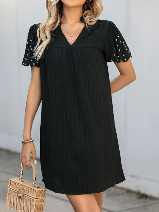 Short Sleeve Mini Dress | V Neck Mini Dress | KoKo Kristin