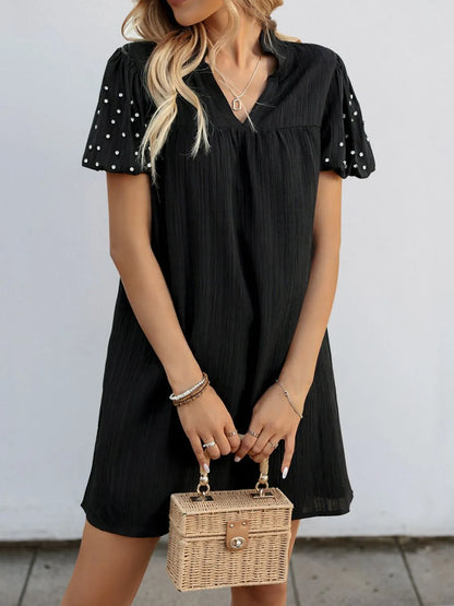 Short Sleeve Mini Dress | V Neck Mini Dress | KoKo Kristin