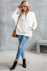 Dropped Shoulder Sweatshirt | Half Zip Sweatshirt | KoKo Kristin