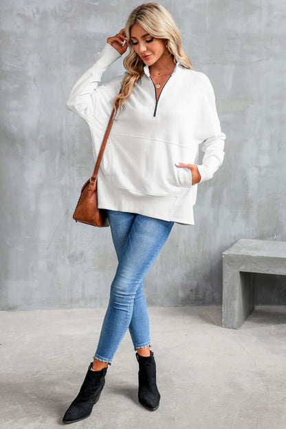 Dropped Shoulder Sweatshirt | Half Zip Sweatshirt | KoKo Kristin