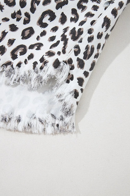 Frayed Hem Denim Shorts | Leopard Denim Shorts | KoKo Kristin