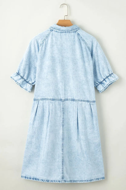 Ruffle Sleeve Denim Dress | Women's Denim Dress | KoKo Kristin