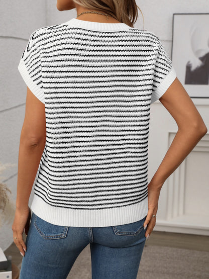 Short Sleeve Knit Top | Cable Knit Top | KoKo Kristin